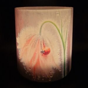 Dark Purple Candle Lantern – Ladybird on a Pink Flower - Image 4