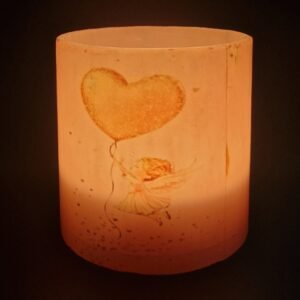 Pink and Salmon Candle Lantern – Angel with a Heart Balloon - Image 4
