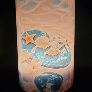 Light Blue Candle Lantern – Seashells and Starfish - Image 4