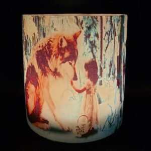 Snowy Forest Candle Lantern – The Girl and the Wolf - Image 4